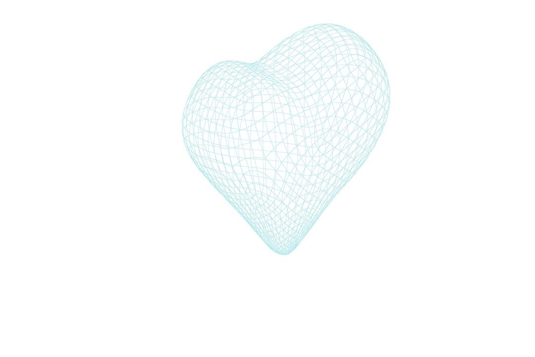 Transparent Light Blue Heart with Geometric 3D Design