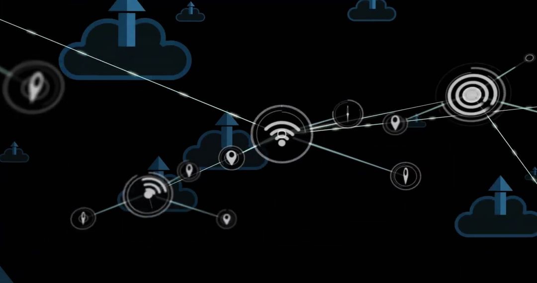 Digital Network Connection Technology with Cloud Icons