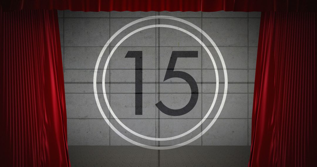 4K Theater Countdown with Red Curtains