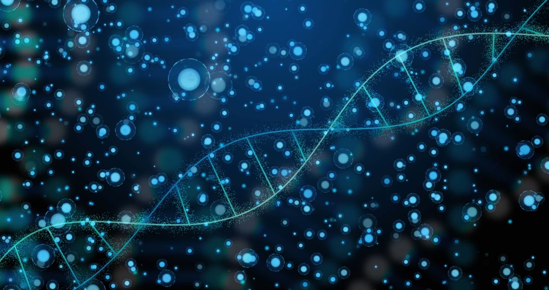 Abstract DNA Strand with Blue Connectivity Background