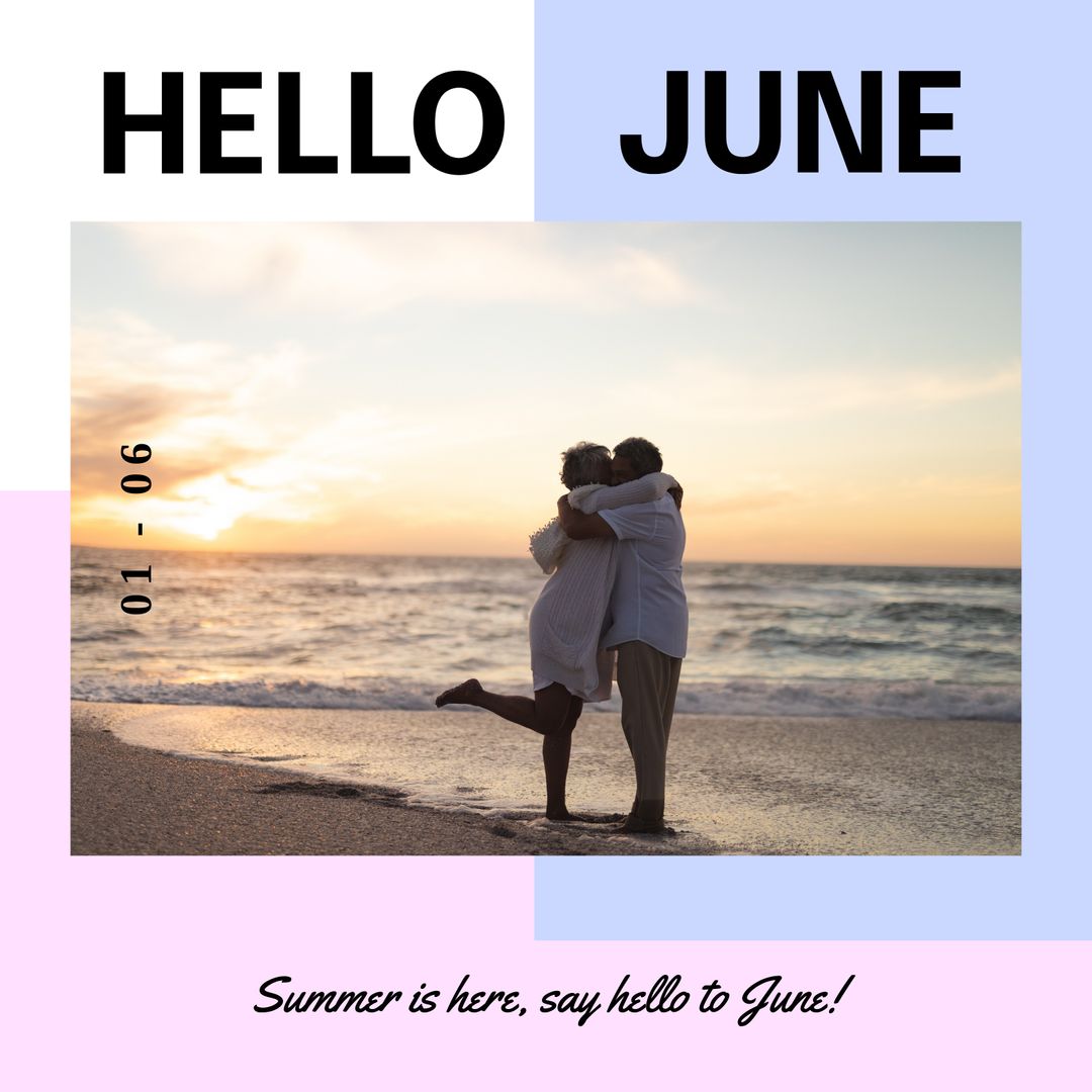 Happy Couple Embracing on Sunny Beach at Sunset