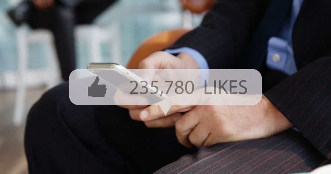 Businessman Engaging on Smartphone with High Social Media Interaction