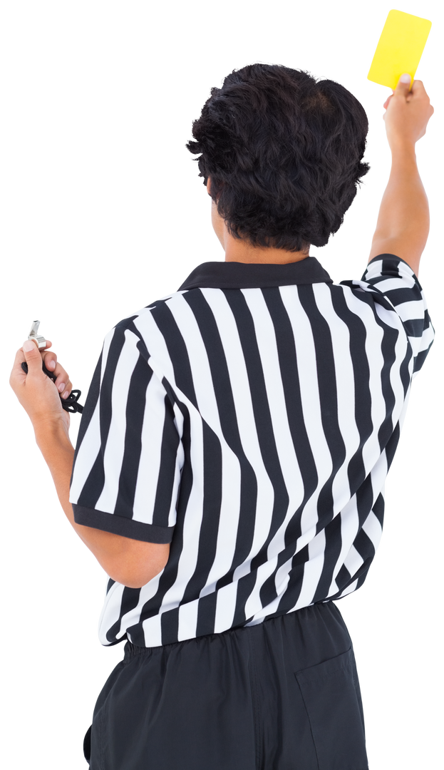 Rear View of Referee Showing Yellow Card with Transparent Background - Download Free Stock Images Pikwizard.com