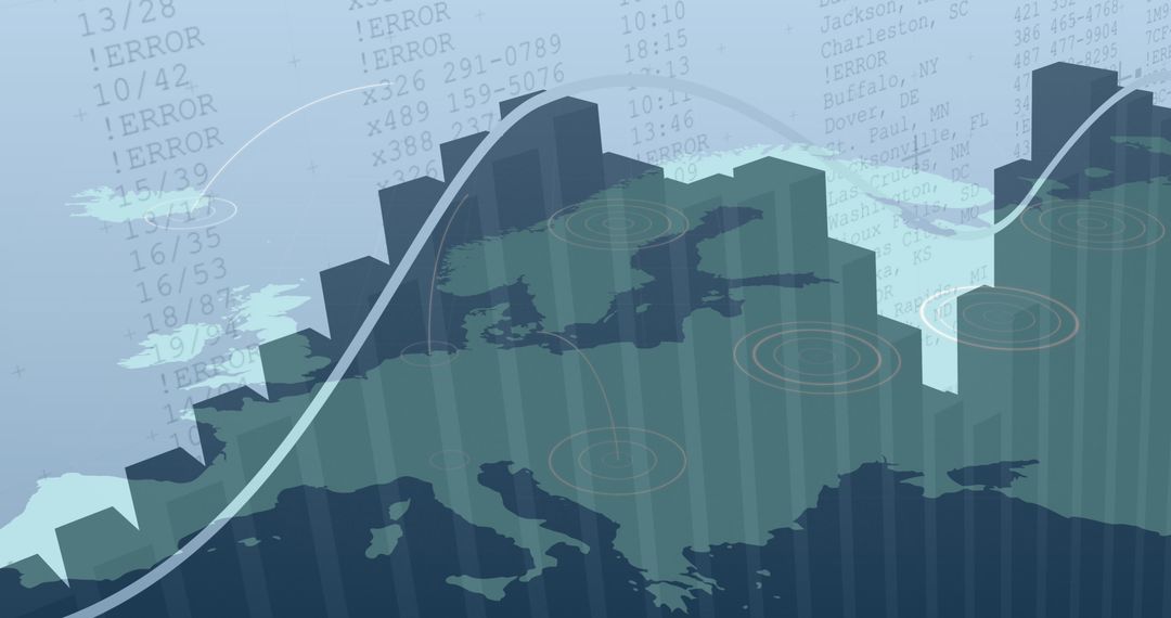 Global data processing concept on world map