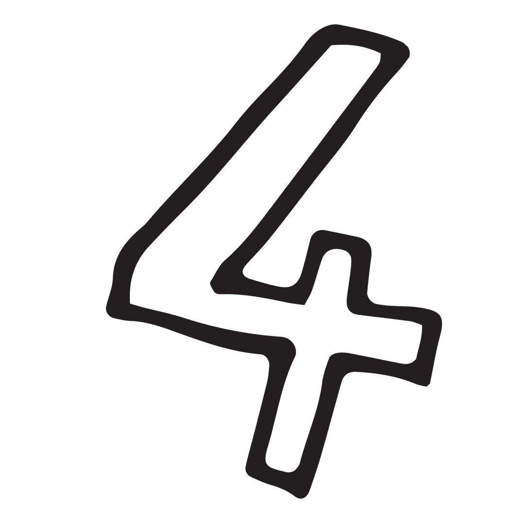 Transparent Sketched Number Four