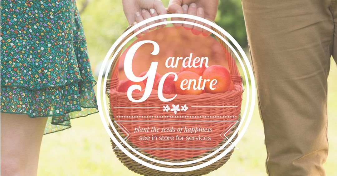 Couple with Basket Advertising Local Garden Center