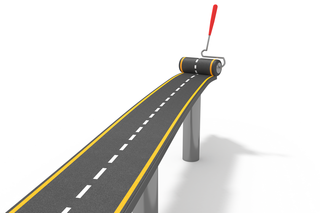 Transparent Illustration of Road Developing with Paint Roller - Download Free Stock Images Pikwizard.com