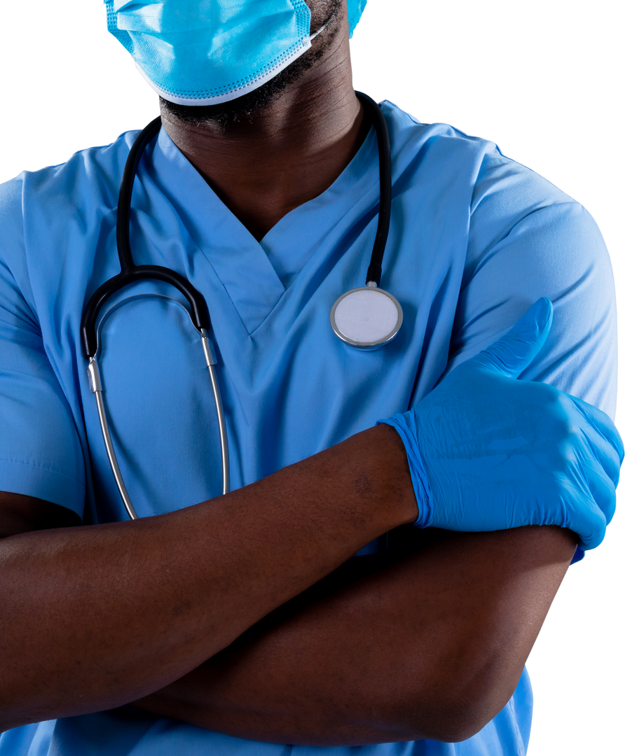 Transparent Mid Section of African American Medical Professional Wearing Mask - Download Free Stock Images Pikwizard.com