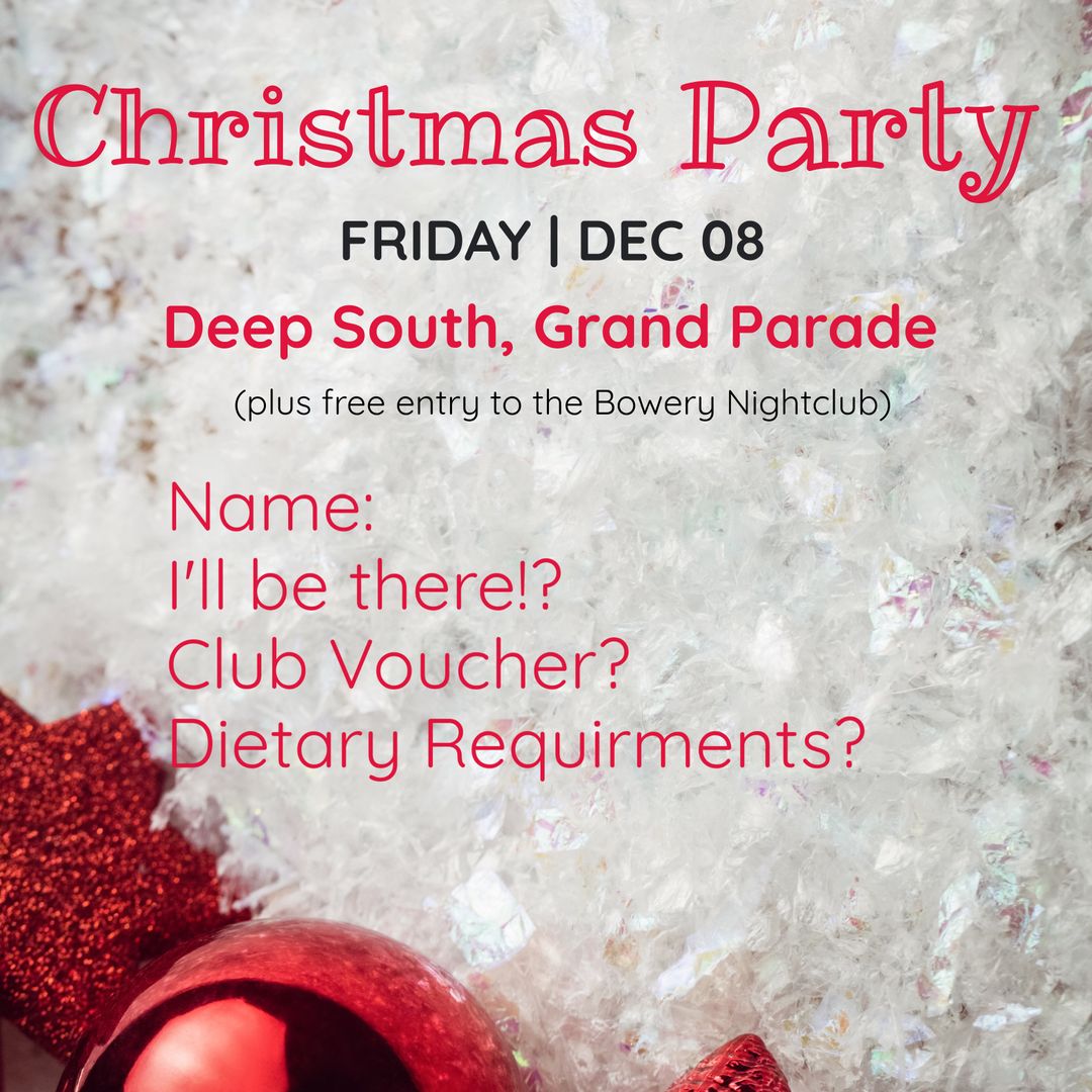 Festive Christmas Party Invitation with Red and Sparkles