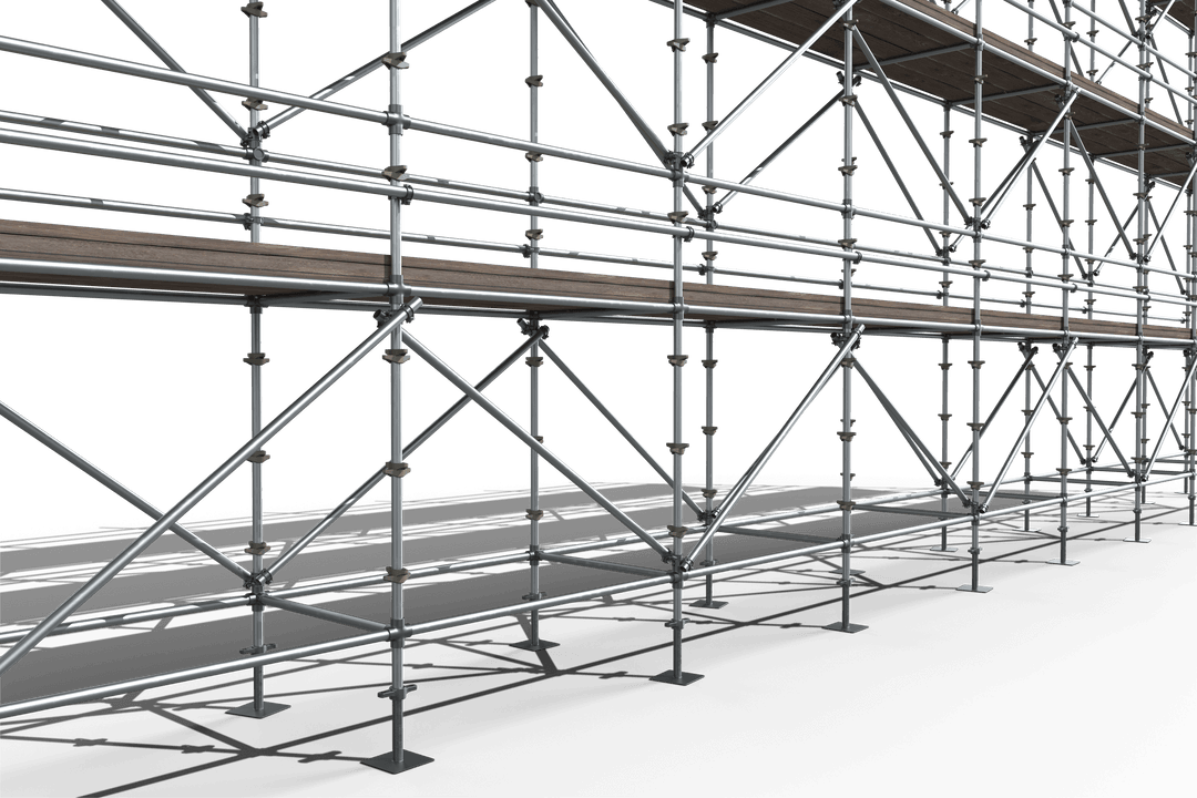 Transparent Industrial Gray Scaffolding Structure Side View