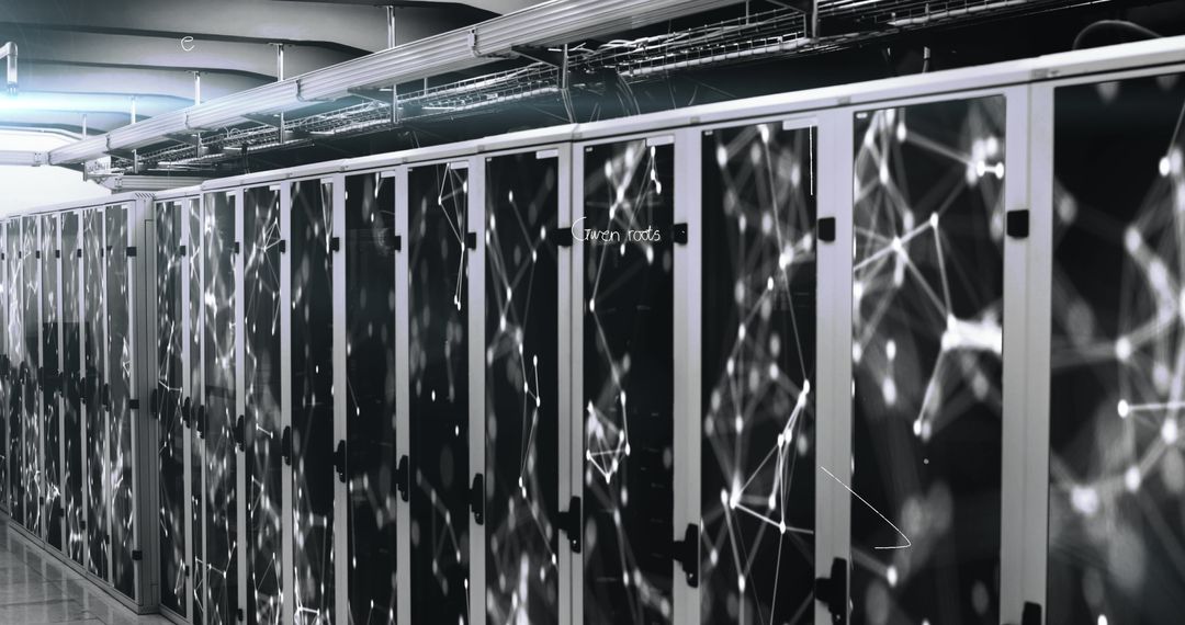 High-Tech Data Center with Network Servers and Networking Visuals
