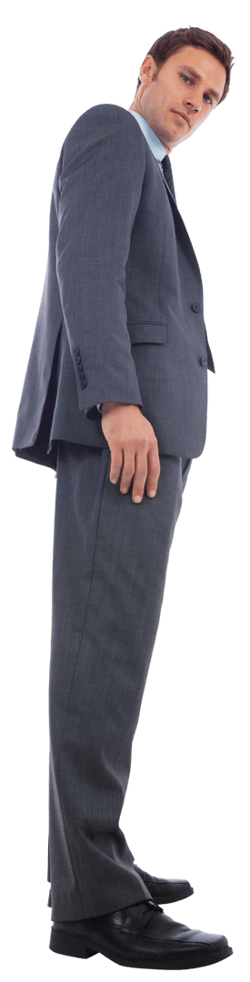 Serious Businessman Standing on Transparent Background