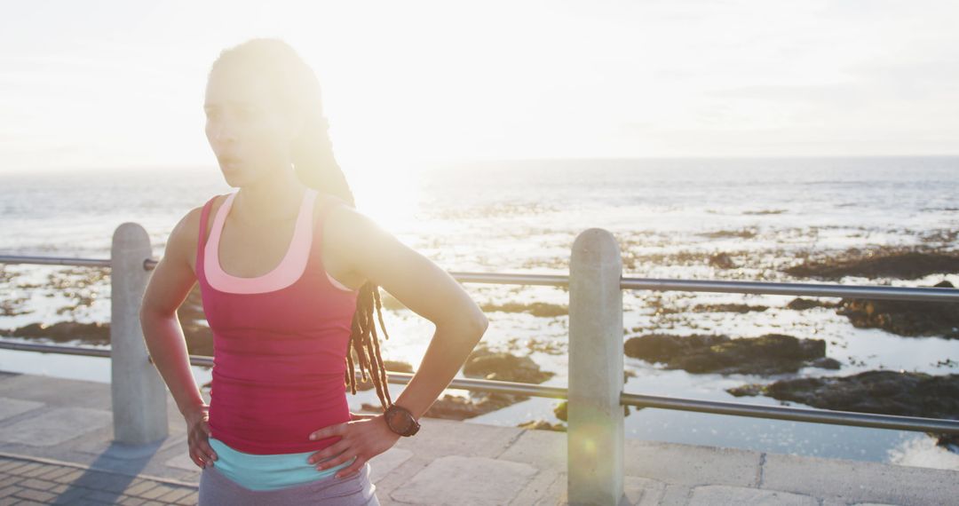 Young Female Athlete Posing on Coastline During Sunset - Free Images, Stock Photos and Pictures on Pikwizard.com