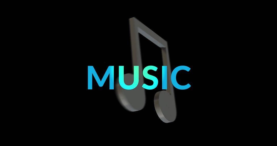 3D Music Note with Creative Typography on Black Background