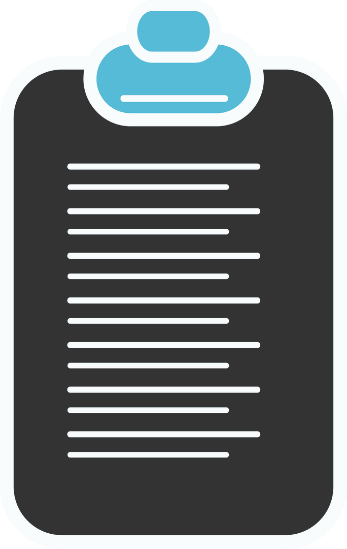 Minimalistic Blue and Black Clipboard on Transparent Background