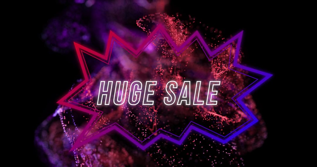 Huge Sale Bold Text with Red Smoke on Black Background