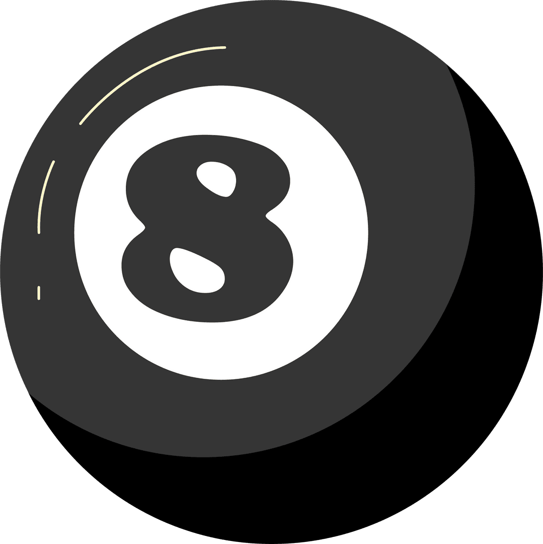 Eight Ball Billiard Floating on Transparent Background