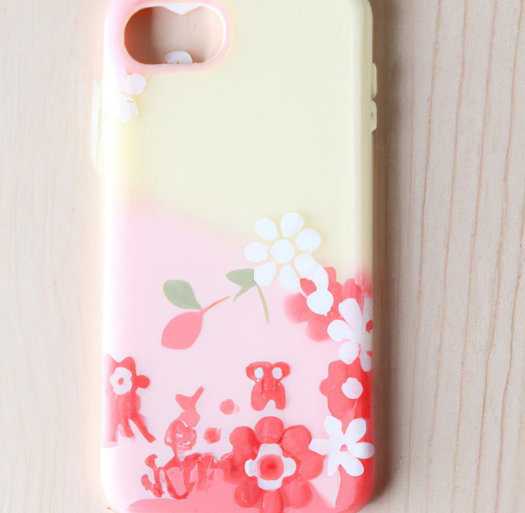 Cute Floral Phone Case with Colorful Design on Wooden Surface - Free Images, Stock Photos and Pictures on Pikwizard.com