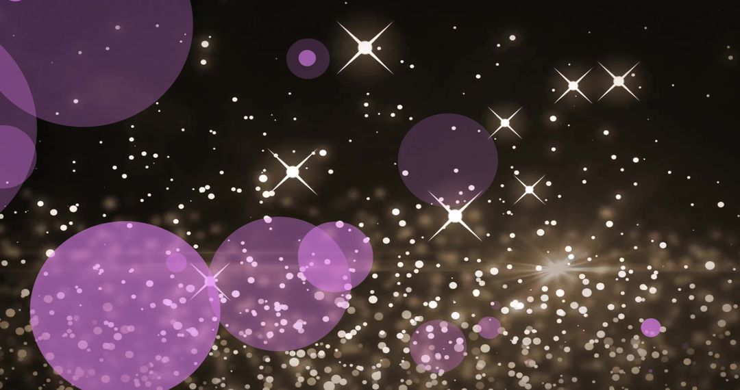 Glittering Festive Stars with Purple Bokeh on Black Background