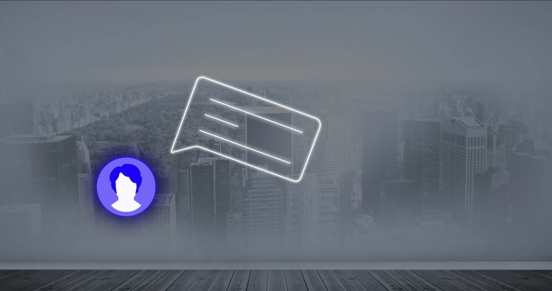 Futuristic Interface with Neon Speech Bubble and User Avatar