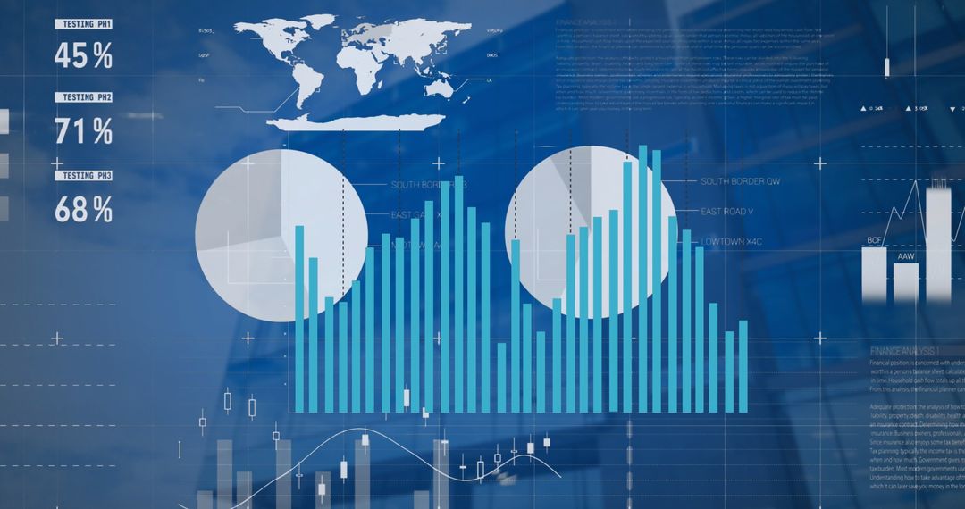 Data Analytics Infographic with Analytics and Skyscraper Overlay