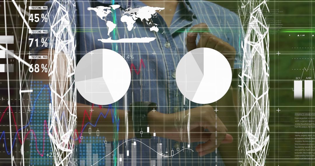 Businesswoman Interacting with Virtual Data and Smartwatch