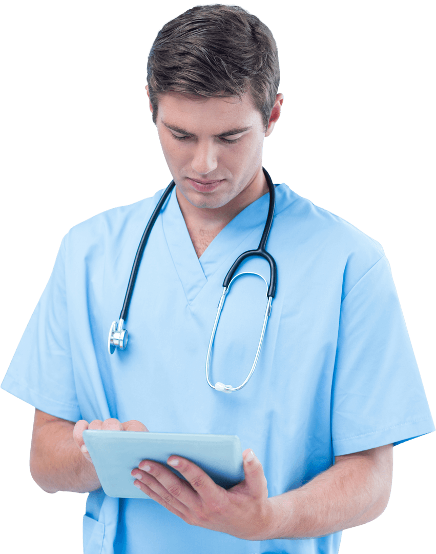 Transparent Surgeon Using Tablet for Modern Healthcare Solutions