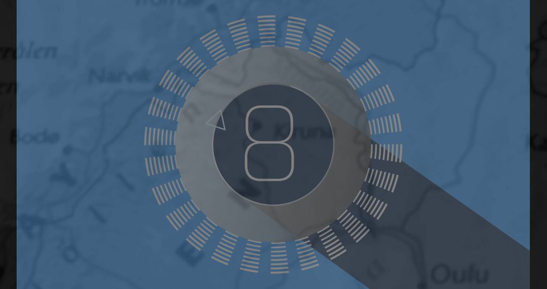 Futuristic Digital Scanner Over Map with Number Eight