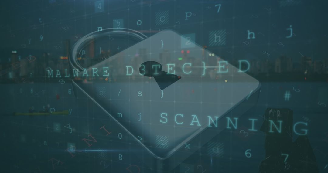 Lock Symbol with Malware Detection in Digital Interface - Free Images, Stock Photos and Pictures on Pikwizard.com