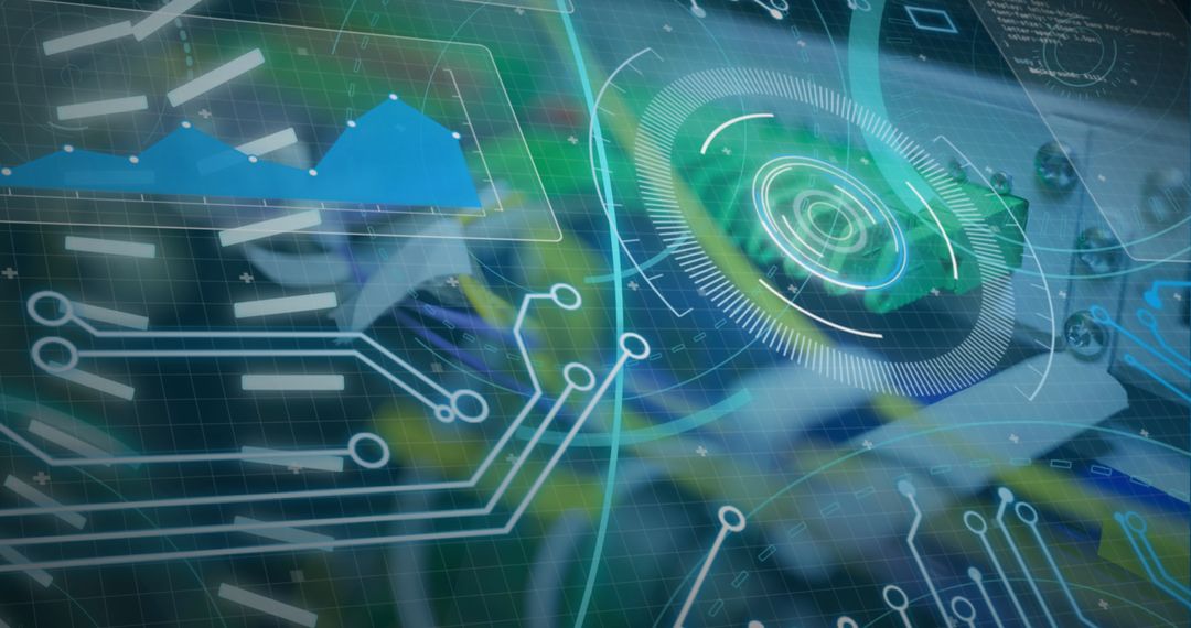 5G Technology and Server Room with Digital Interface