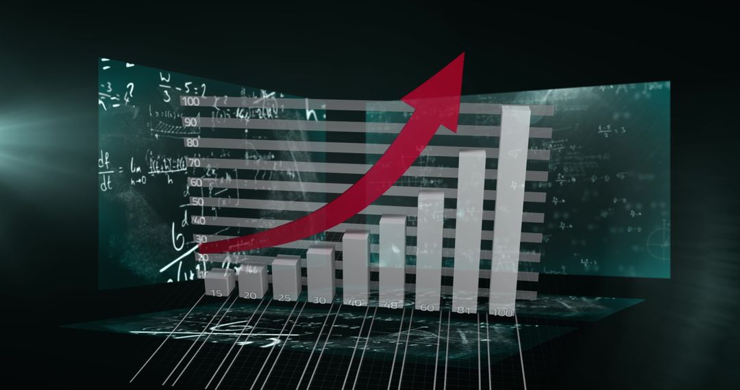 Futuristic Graph with Mathematical Equations Technology Background