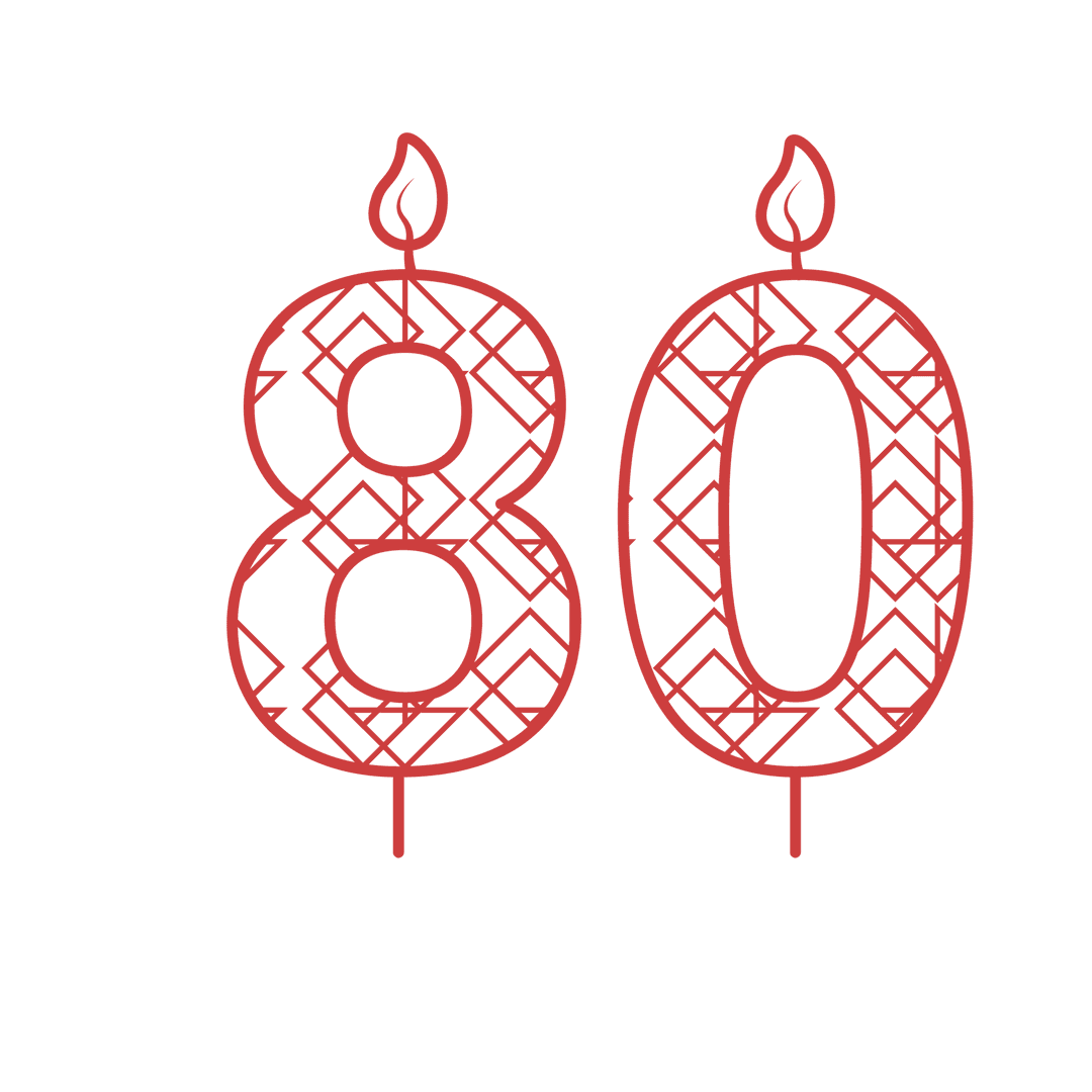 Transparent Decorative Red 80th Birthday Candle Vector Art