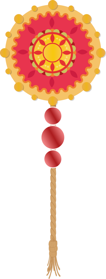 Decorative Mandala Style Ornament with Rope and Beads, Bohemian Design, Transparent