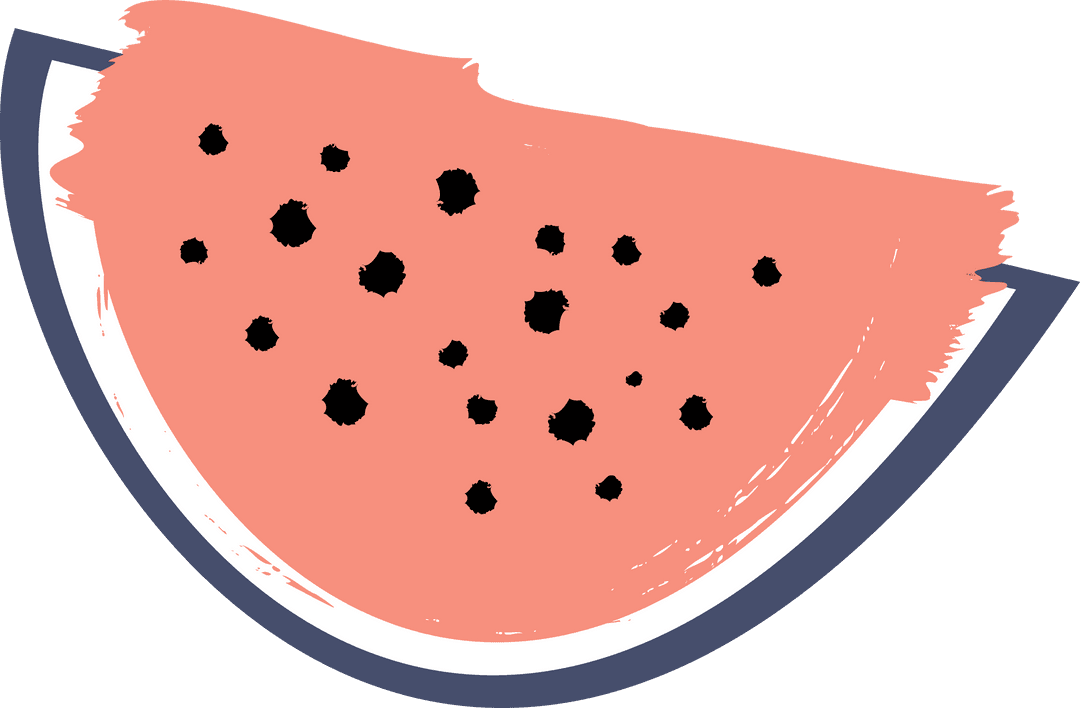 Transparent Painterly Watermelon Wedge with Abstract Texture