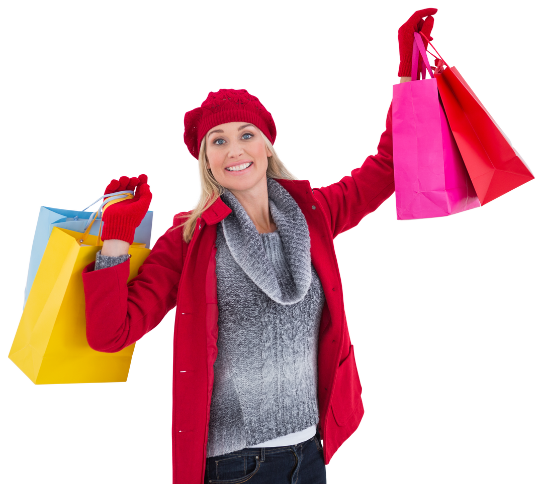 Blonde Woman Enthusiastically Holding Colorful Shopping Bags Transparent - Download Free Stock Images Pikwizard.com