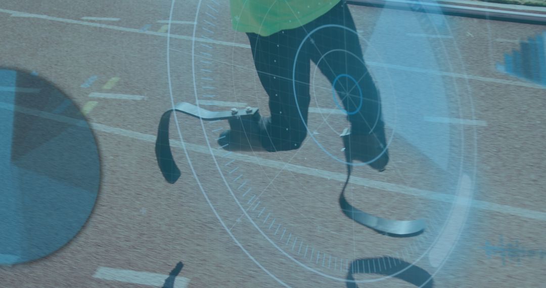 Digital Interface Overlapping Prosthetic Running Blades in Athletic Training