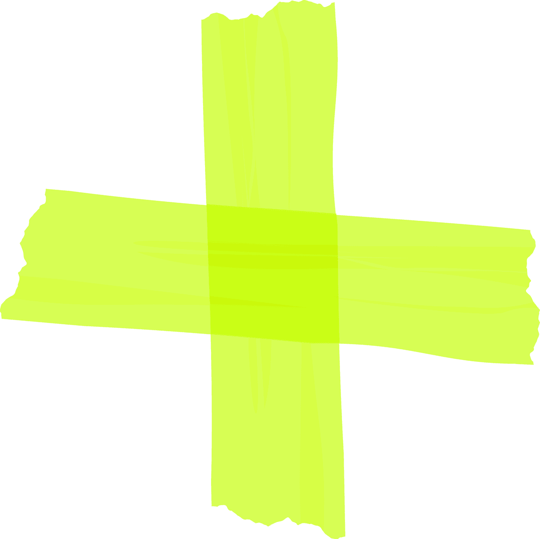 Abstract Neon Yellow Brush Stroke Plus Sign on Transparent Canvas