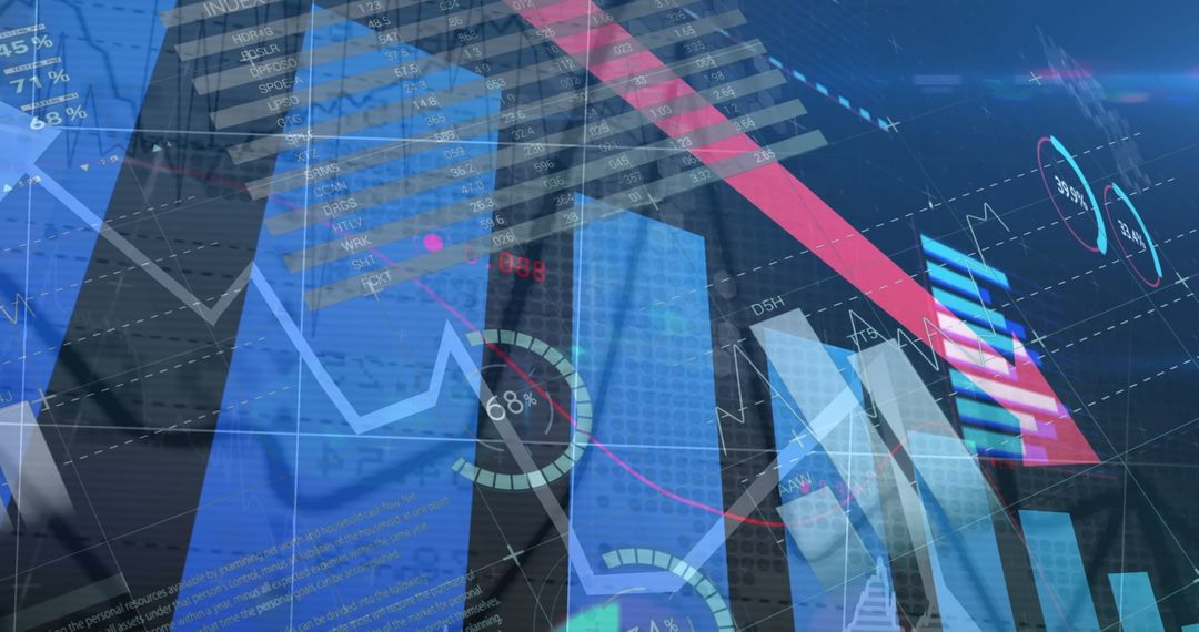 Dynamic Plot of Digital Financial Data Amidst Futuristic Displays