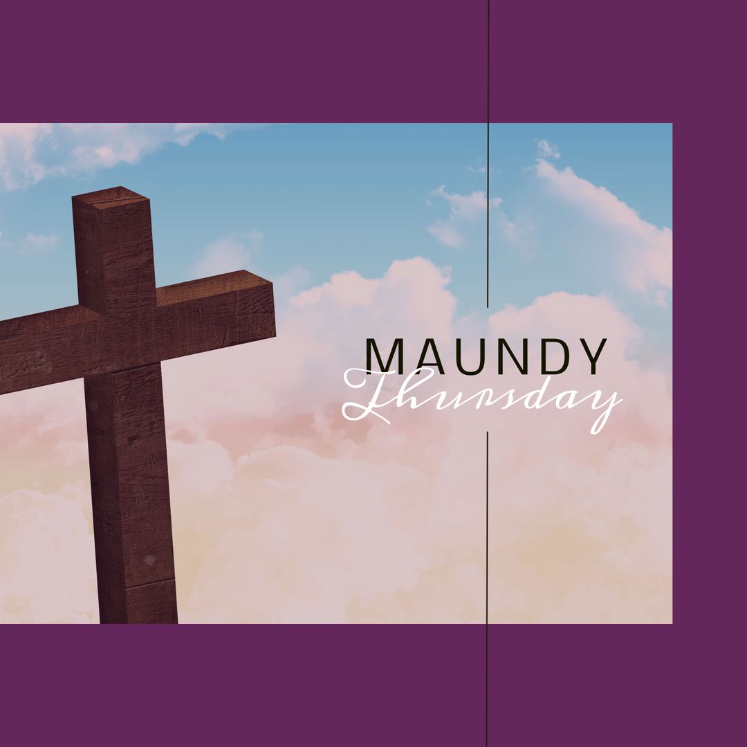 Maundy Thursday Wooden Cross with Clouds Background