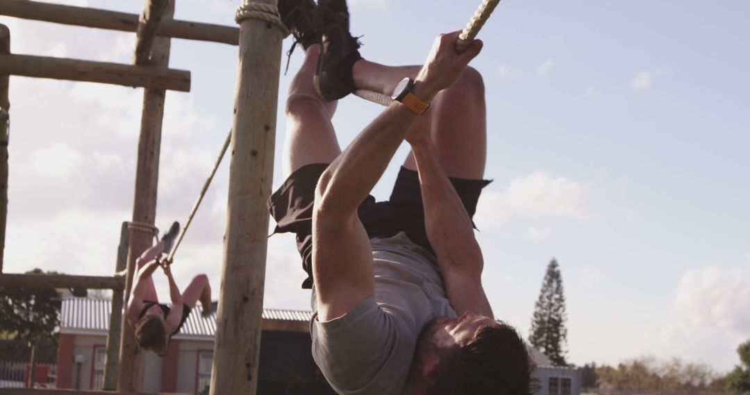 People Competing in Outdoor Obstacle Course - Free Images, Stock Photos and Pictures on Pikwizard.com