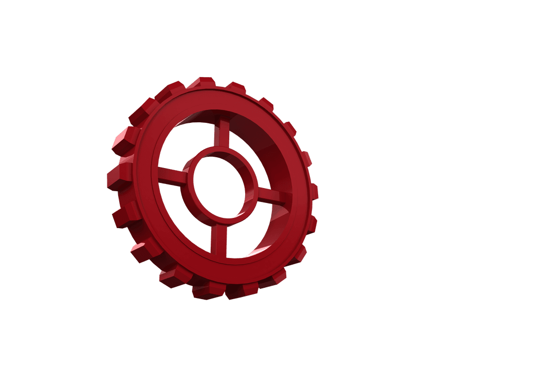 Transparent Background with Red Gear for Mechanical Themed Designs