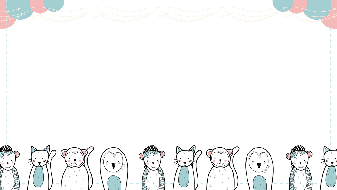 Transparent Doodle Frame with Cartoon Animals and Pastel Design