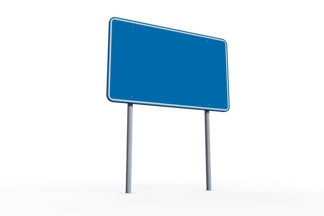 Transparent Blue Road Sign with Blank Space for Design