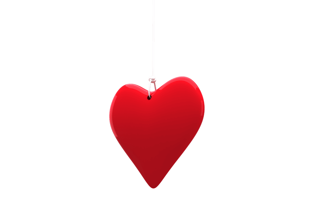 Red Heart Hanging Ornament on Transparent Background