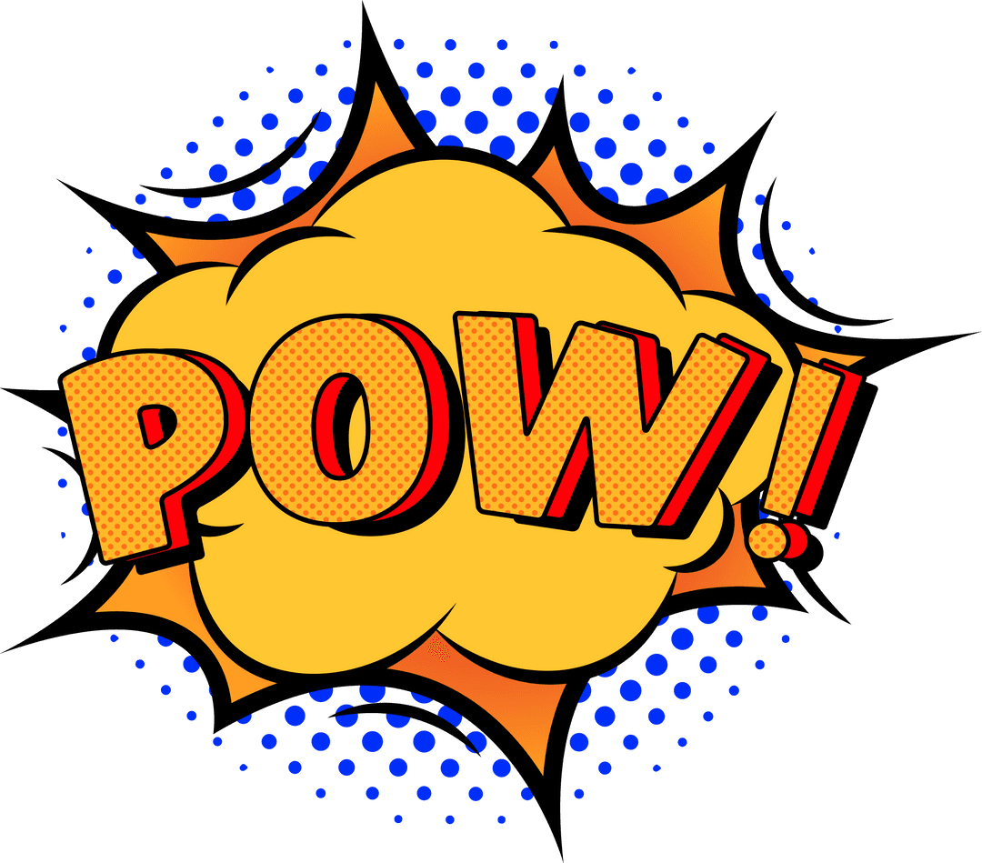 Comic Pop Art POW Burst on Transparent Background