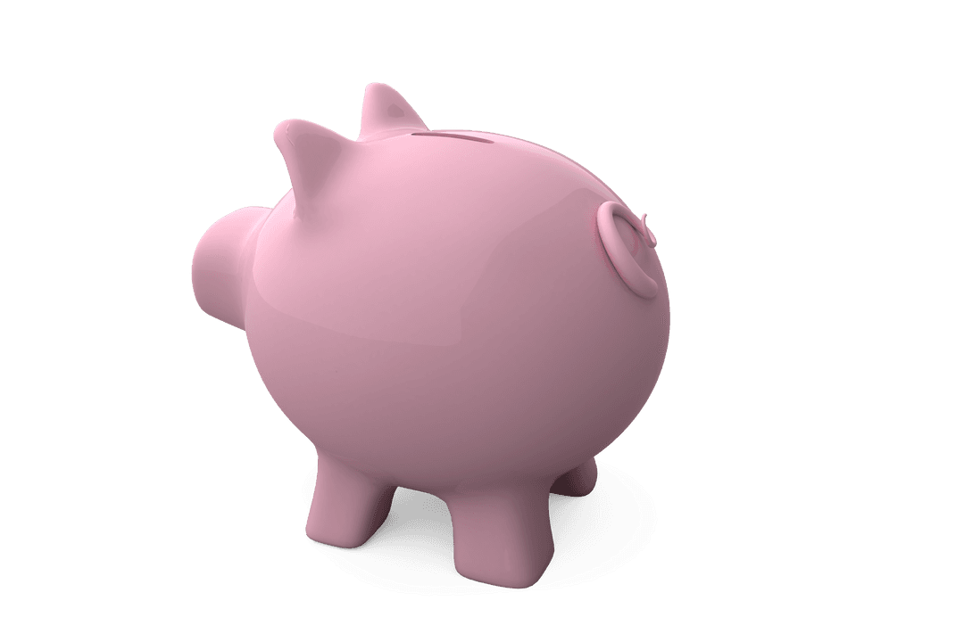 Digital Pink Piggybank Illustration with Transparent Background
