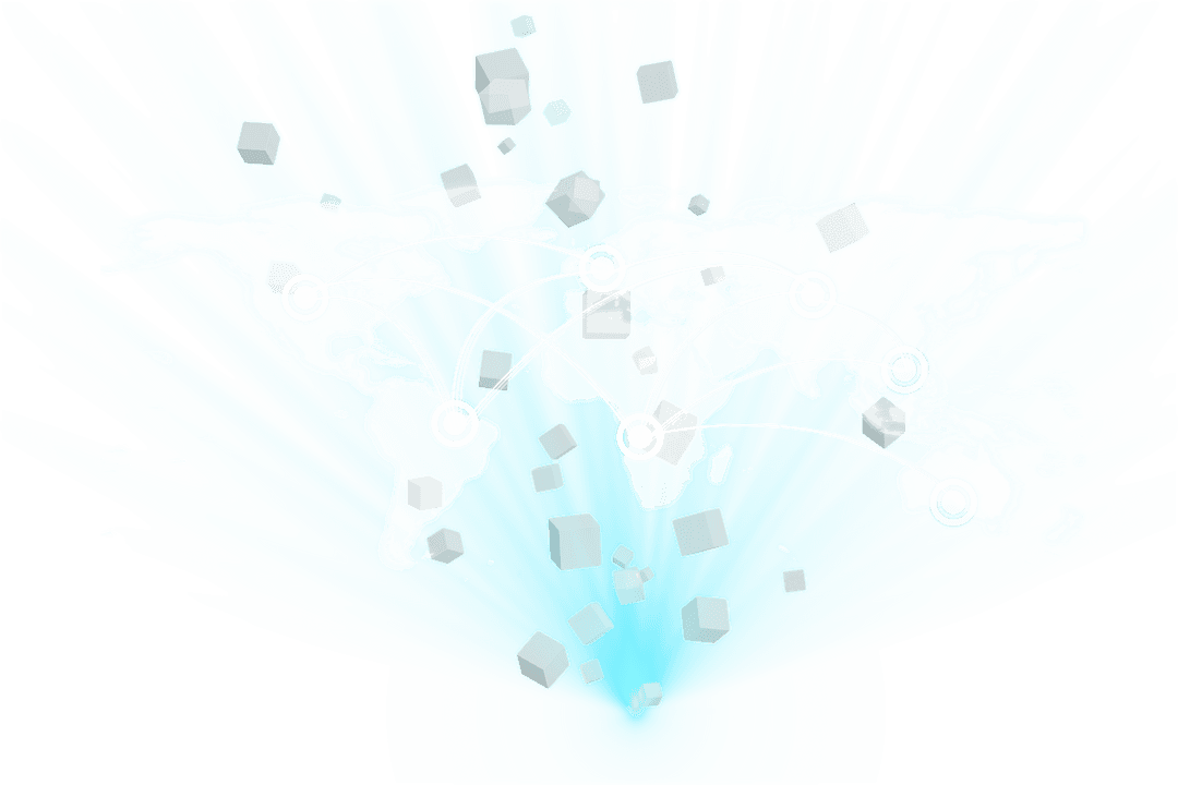 World map with digital network on transparent background