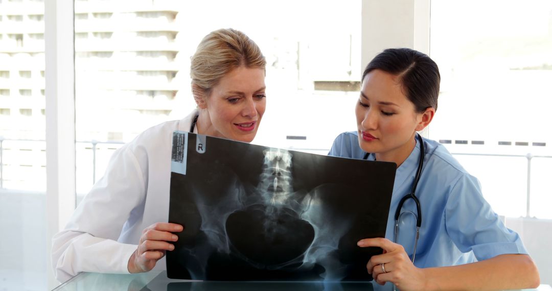 Doctors Analyzing X-ray Scan in Hospital Office - Free Images, Stock Photos and Pictures on Pikwizard.com