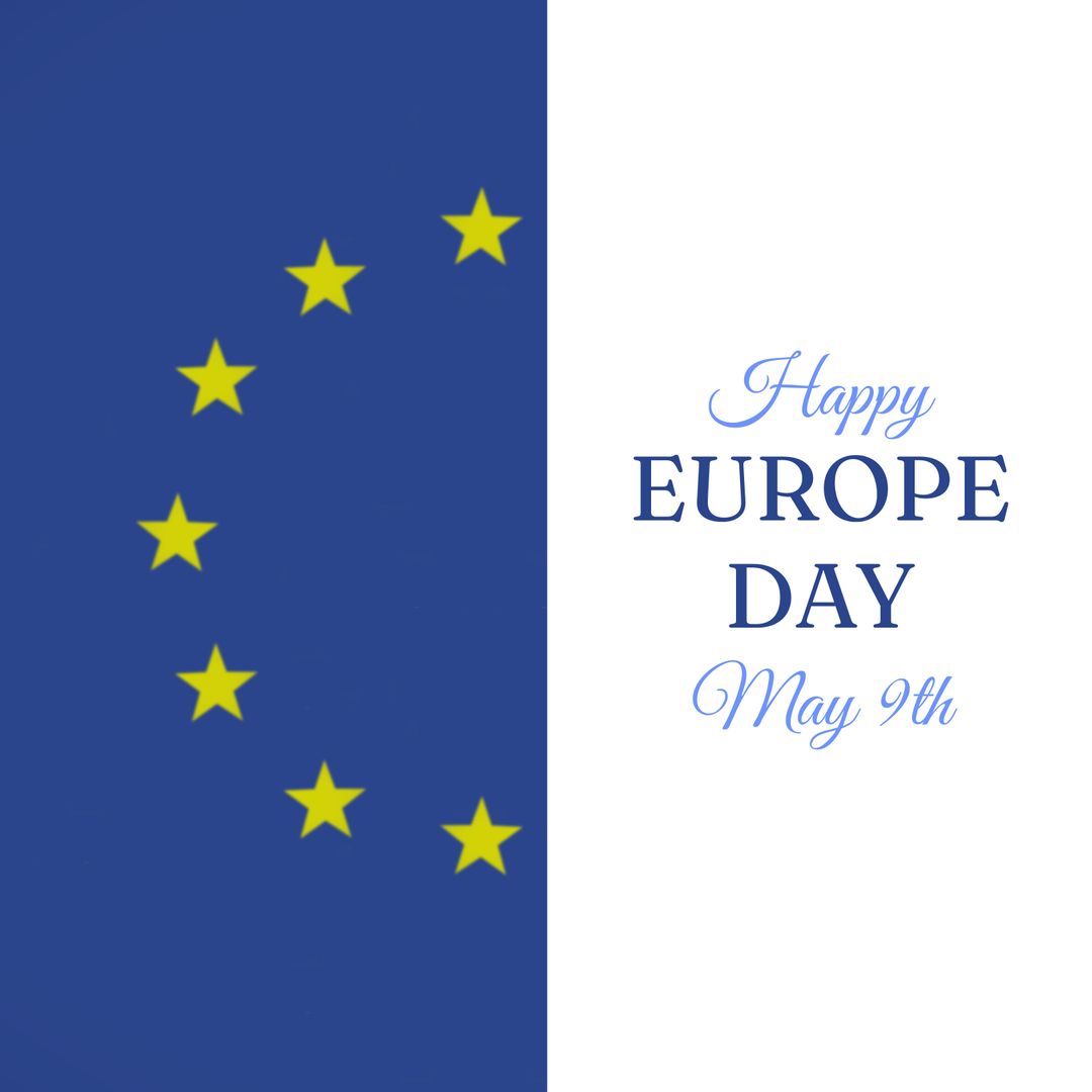 Happy Europe Day Graphic With EU Flag and Text