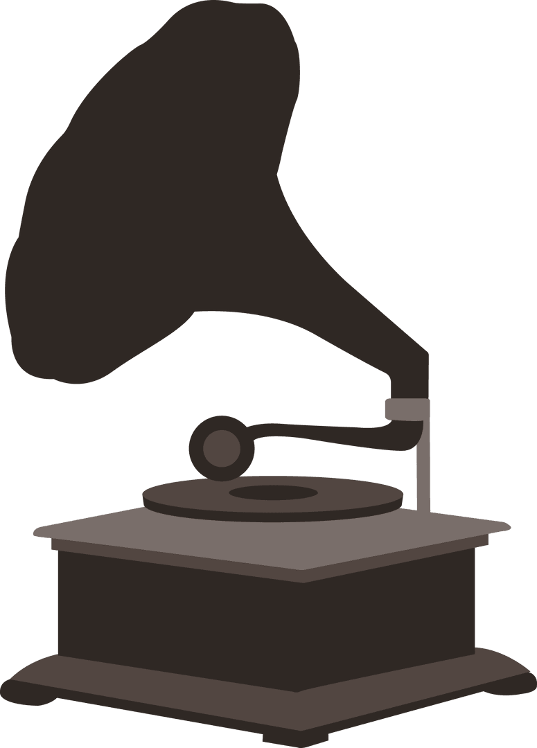 Transparent Vintage Record Player Illustration with Horn Speaker